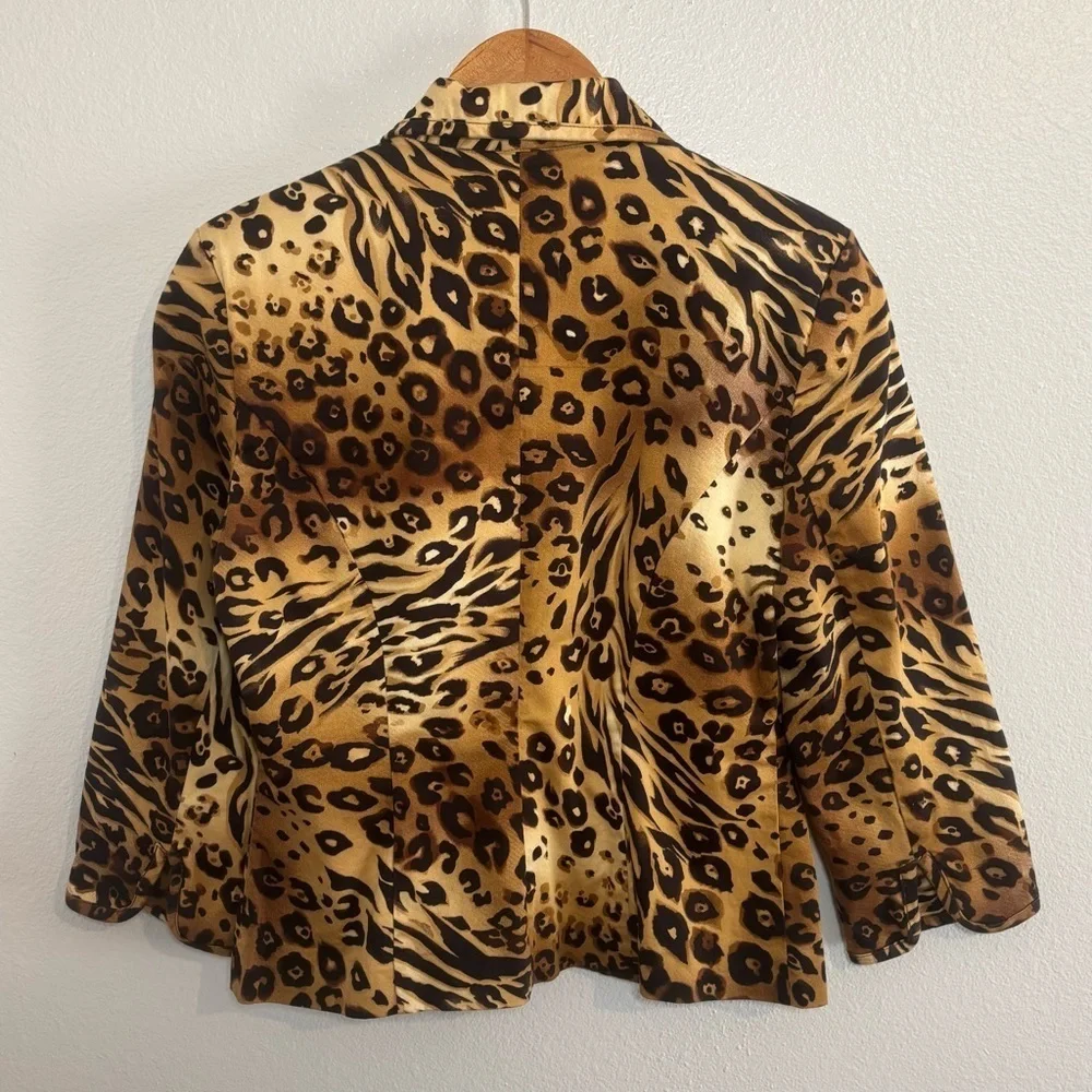 Versailles Animal Print Blazer Jacket Size 6 Leopard & Tiger Mixed Y2K Inspired